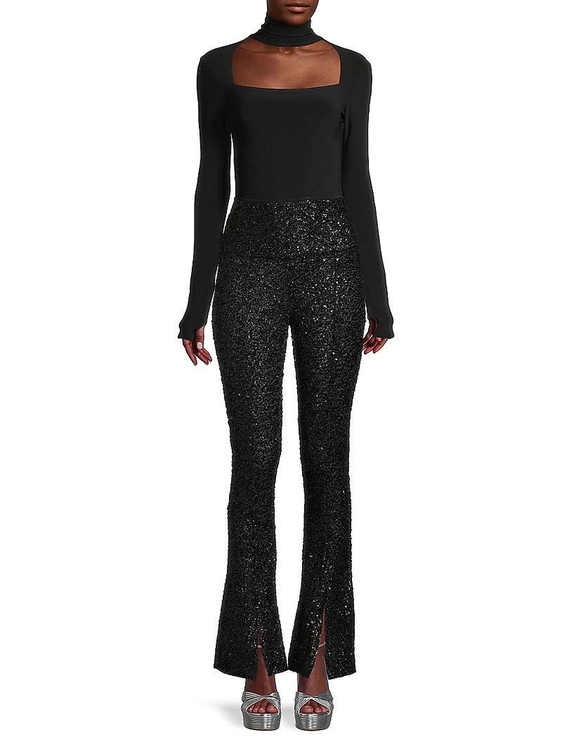 Cut-Out Turtleneck Top