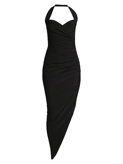 Cayla Draped Asymmetric Jersey Gown