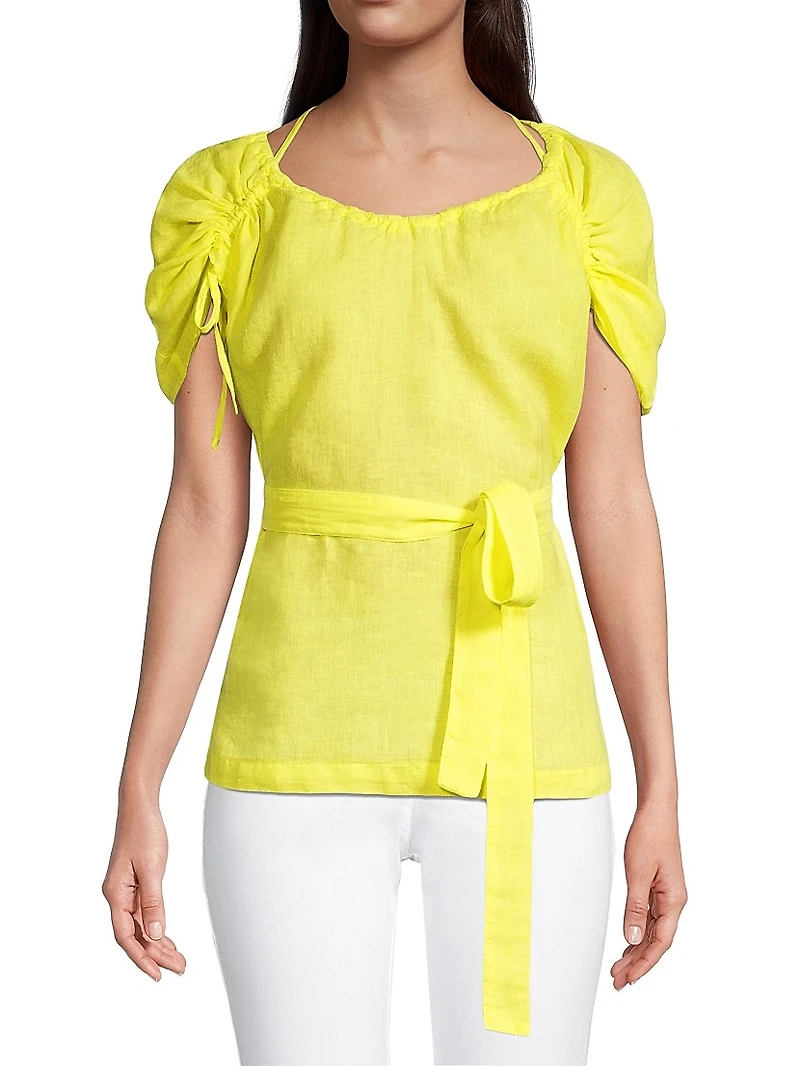 Tie-Waist Linen Shirt