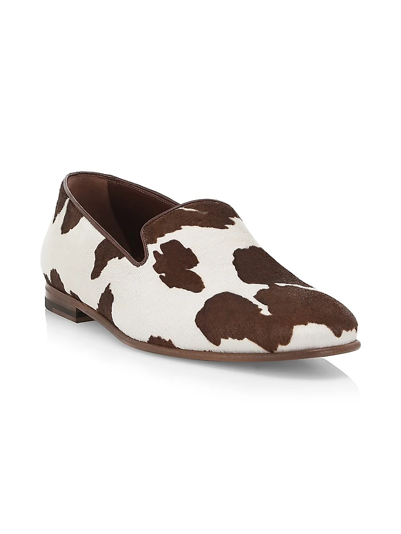 Mario Cow Print Loafers