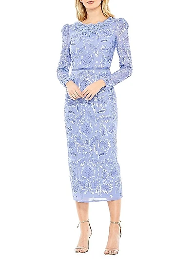 Embellished Sheath Midi-Dress