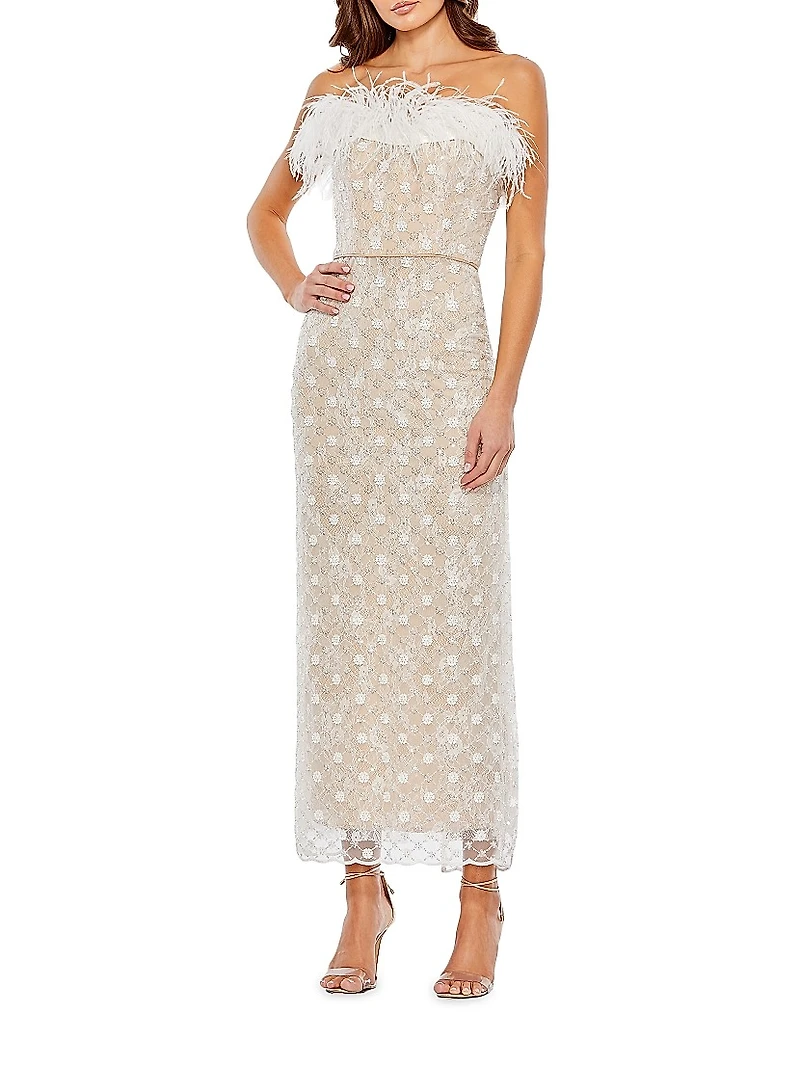 Beaded Lace Sheath Gown