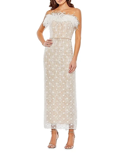 Beaded Lace Sheath Gown