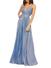 Ieena Pleated Shimmer Gown