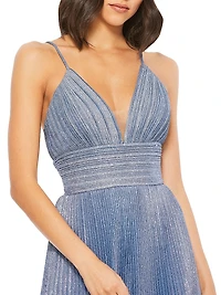 Ieena Pleated Shimmer Gown