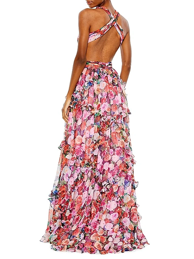Ieena Floral Cut-Out Gown