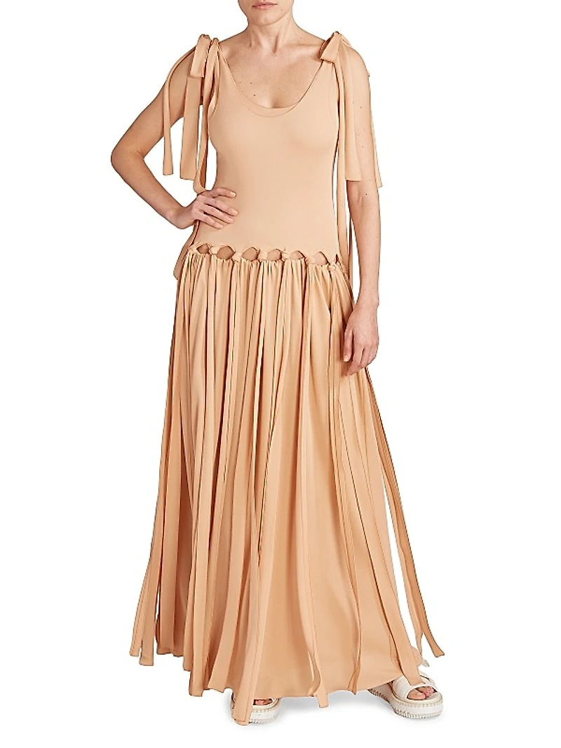 Sleeveless Fringe Maxi Dress