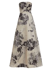 Strapless Floral A-Line Gown