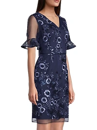 Floral Embellished Sheath Dress