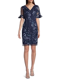 Floral Embellished Sheath Dress