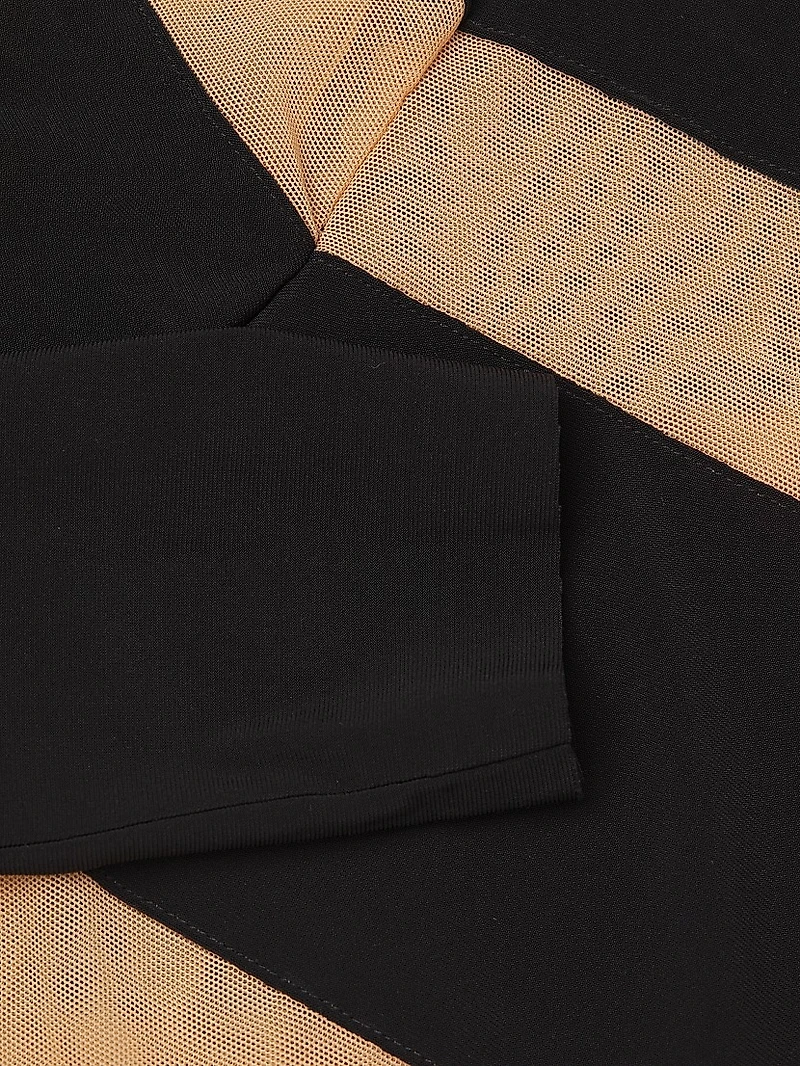 Semi-Sheer Striped Midi-Dress