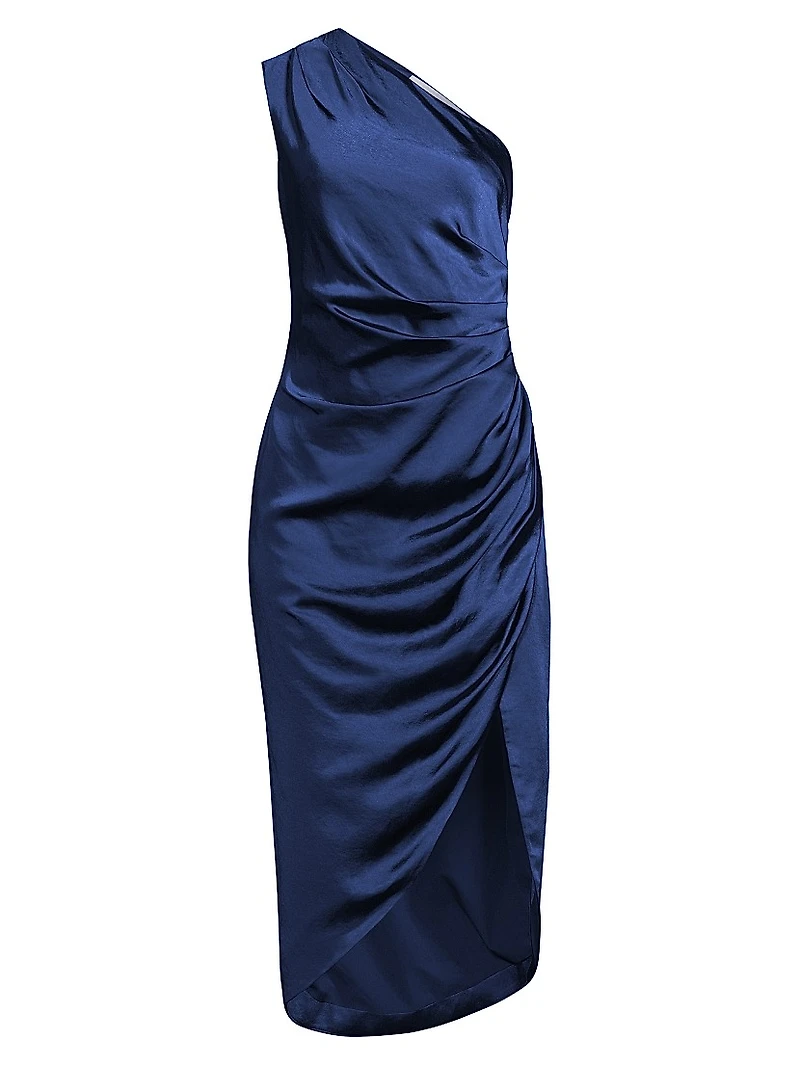 Cassini Satin One-Shoulder Dress