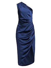 Cassini Satin One-Shoulder Dress