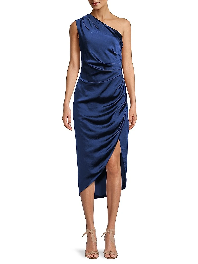Cassini Satin One-Shoulder Dress
