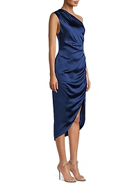 Cassini Satin One-Shoulder Dress