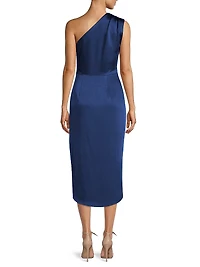 Cassini Satin One-Shoulder Dress