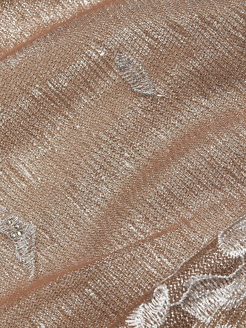 Embroidered Off-The-Shoulder Gown