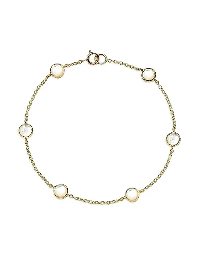 18K Green Gold & Mother-Of-Pearl Station Bracelet