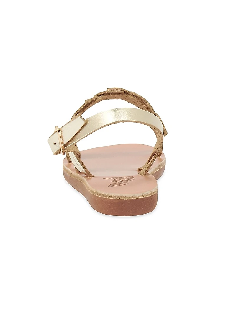 Little Girl's & Metallic Leather Leaf Sandals