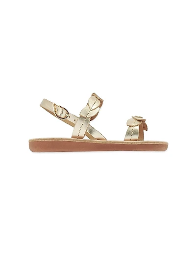 Little Girl's & Metallic Leather Leaf Sandals