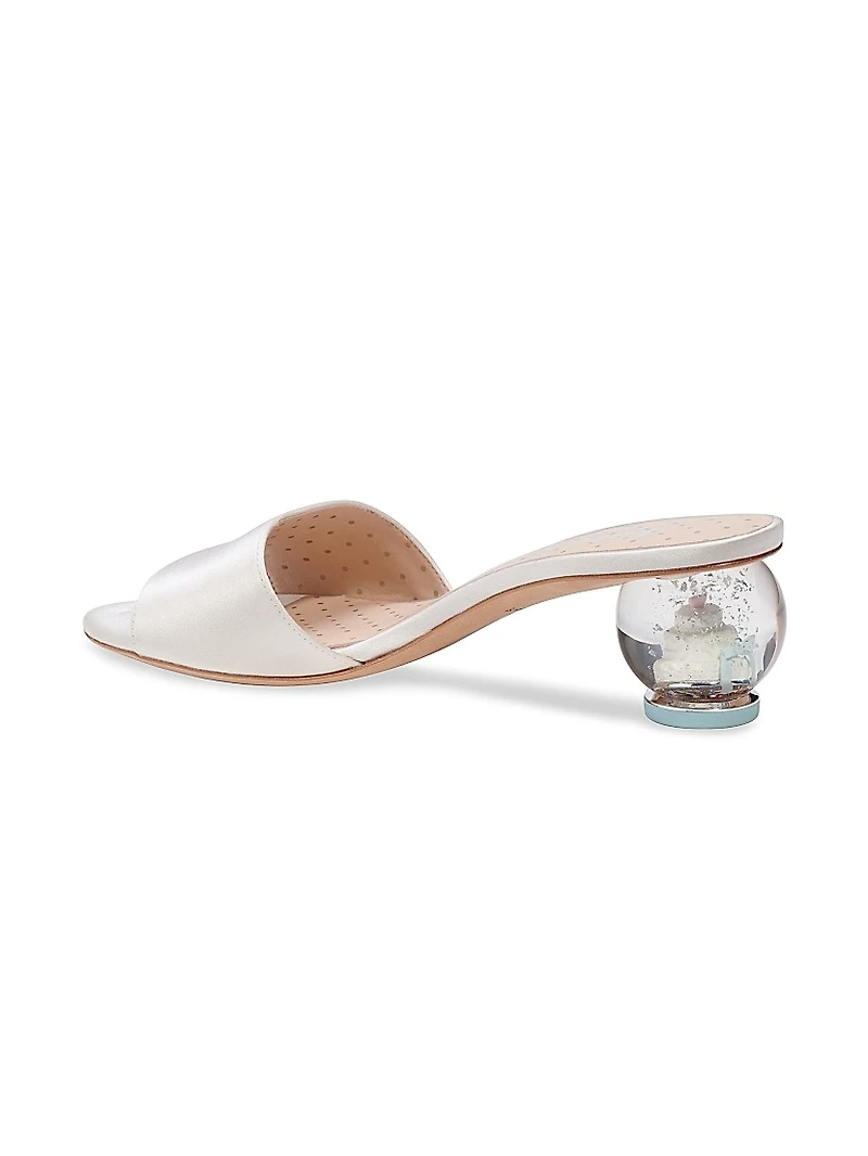 Love Satin Sculptural-Heel Mules