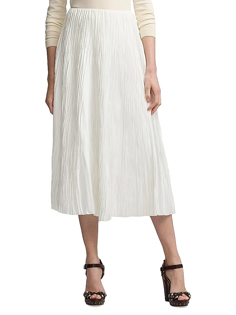 Malone Pleated Satin Skirt