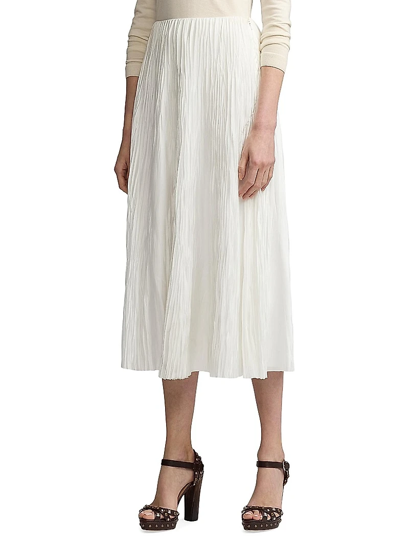 Malone Pleated Satin Skirt
