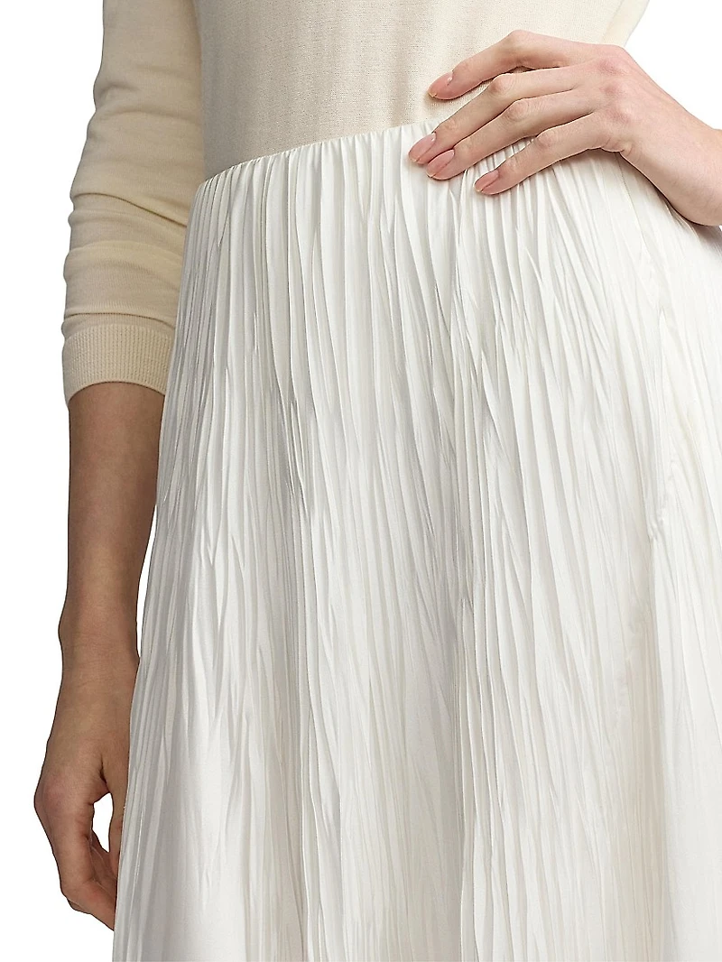 Malone Pleated Satin Skirt