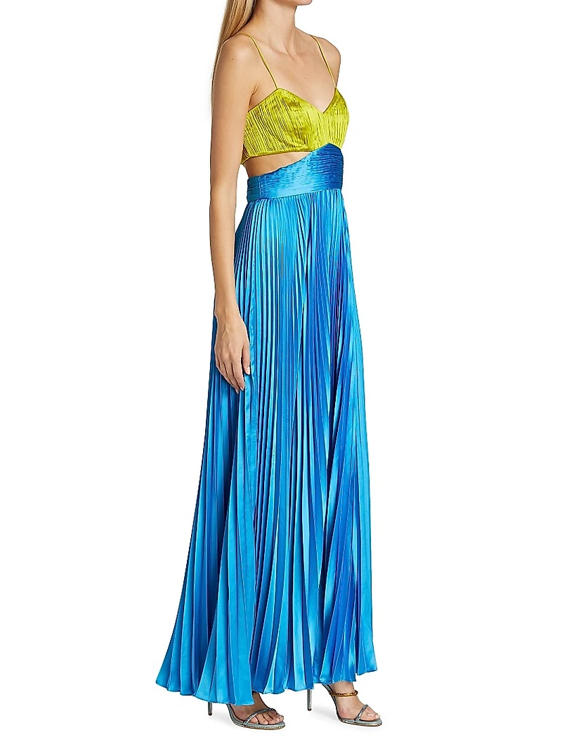Elodie Pleated Cut-Out Gown