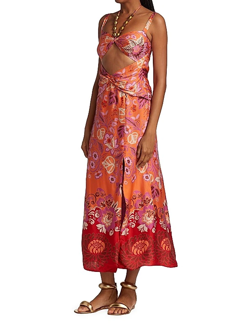 Nisa Floral Cut-Out Midi-Dress