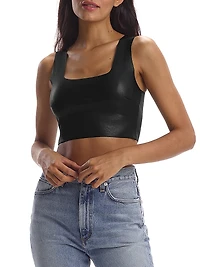 Squareneck Faux Leather Crop Top
