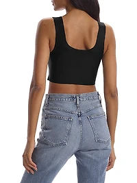 Squareneck Faux Leather Crop Top