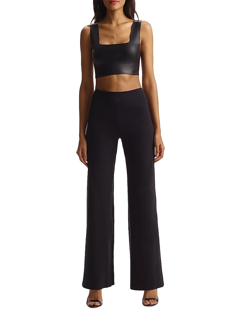 Squareneck Faux Leather Crop Top