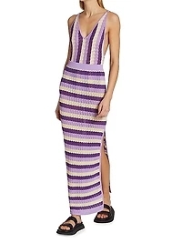 June Striped Pointelle Knit Maxi skirt