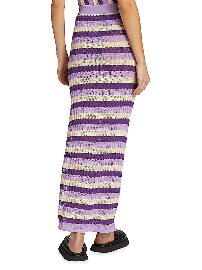 June Striped Pointelle Knit Maxi skirt