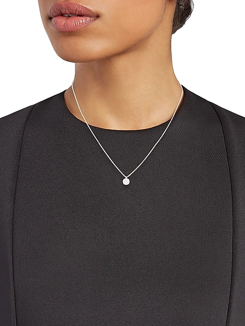 Stardust Mini Flower Silver & Diamond Disc Pendant Necklace