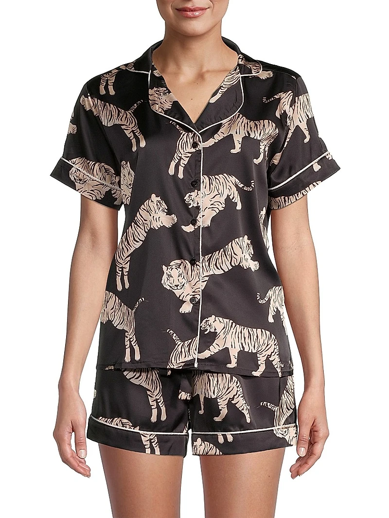 Safari Starry Nights Sierra Tiger-Print 2-Piece Pajama Set