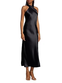 Pandora Satin Halterneck Midi-Dress