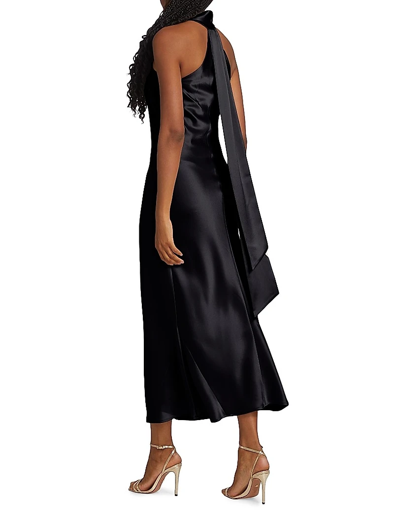 Pandora Satin Halterneck Midi-Dress