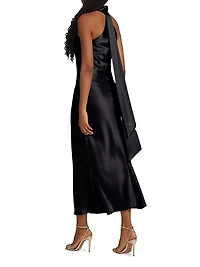 Pandora Satin Halterneck Midi-Dress