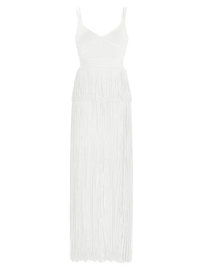 Strappy Ottoman Fringe Gown