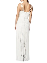 Strappy Ottoman Fringe Gown