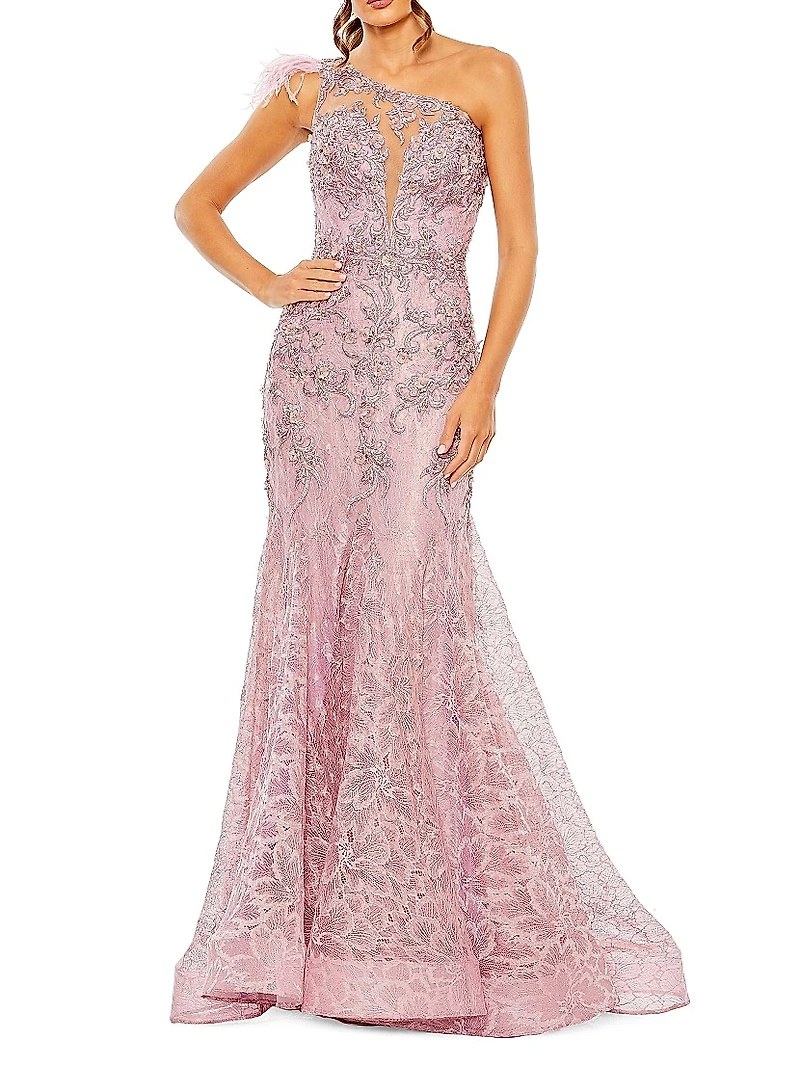 Embellished Lace Mermaid Gown