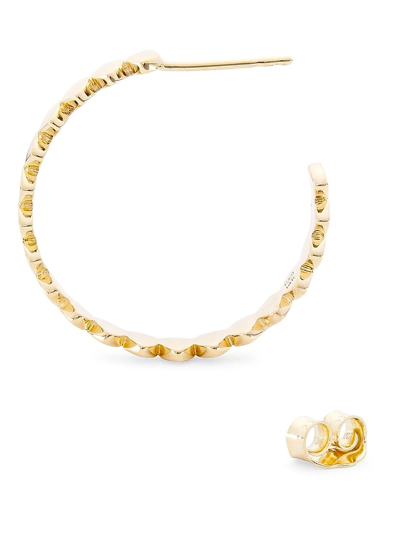 Pure 14K Yellow Gold Marquise Hoop Earrings