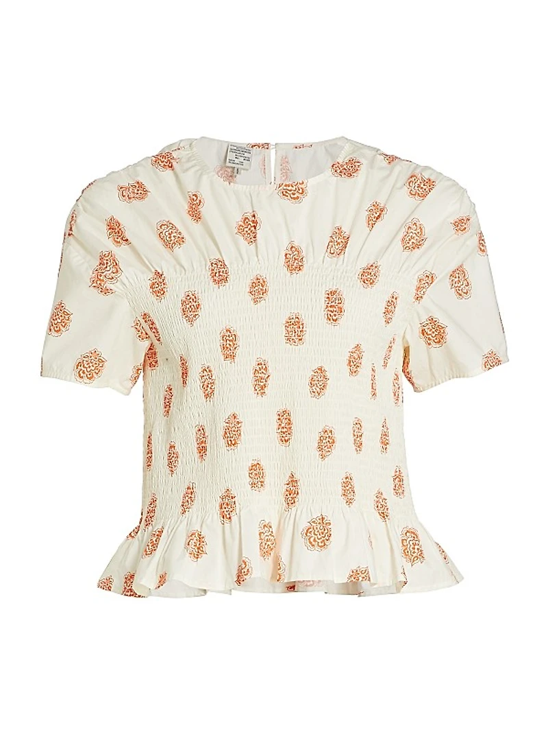 Mynowa Smocked Cotton Top