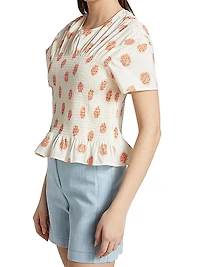 Mynowa Smocked Cotton Top
