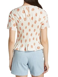 Mynowa Smocked Cotton Top