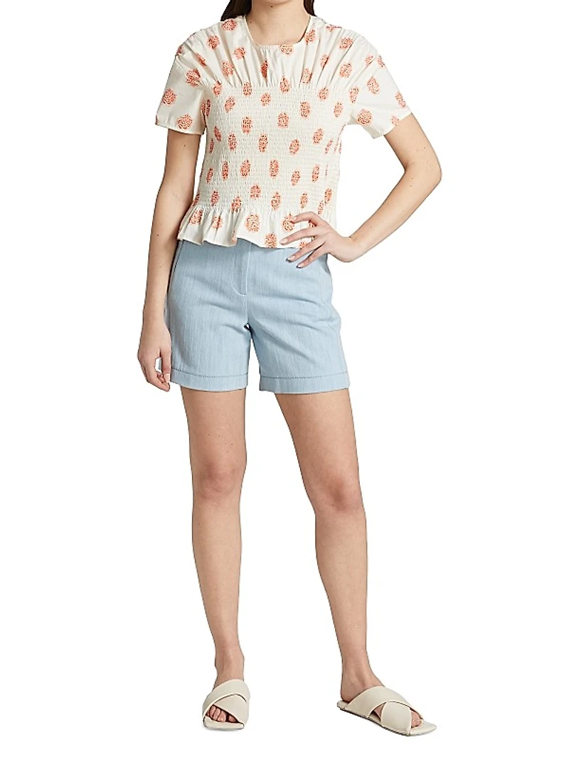 Mynowa Smocked Cotton Top