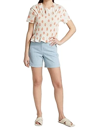 Mynowa Smocked Cotton Top