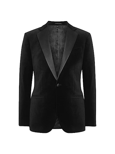 Cotton-Blend Single-Button Blazer